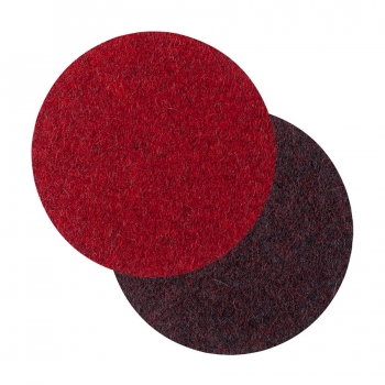 Wool felt round coasters - dark red/ graphite red