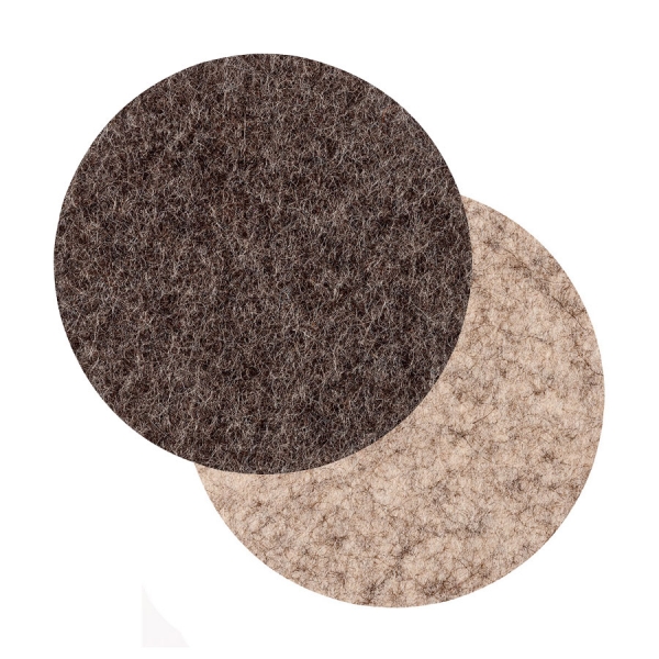 Wool felt round coasters - double 2 brown/beige melange